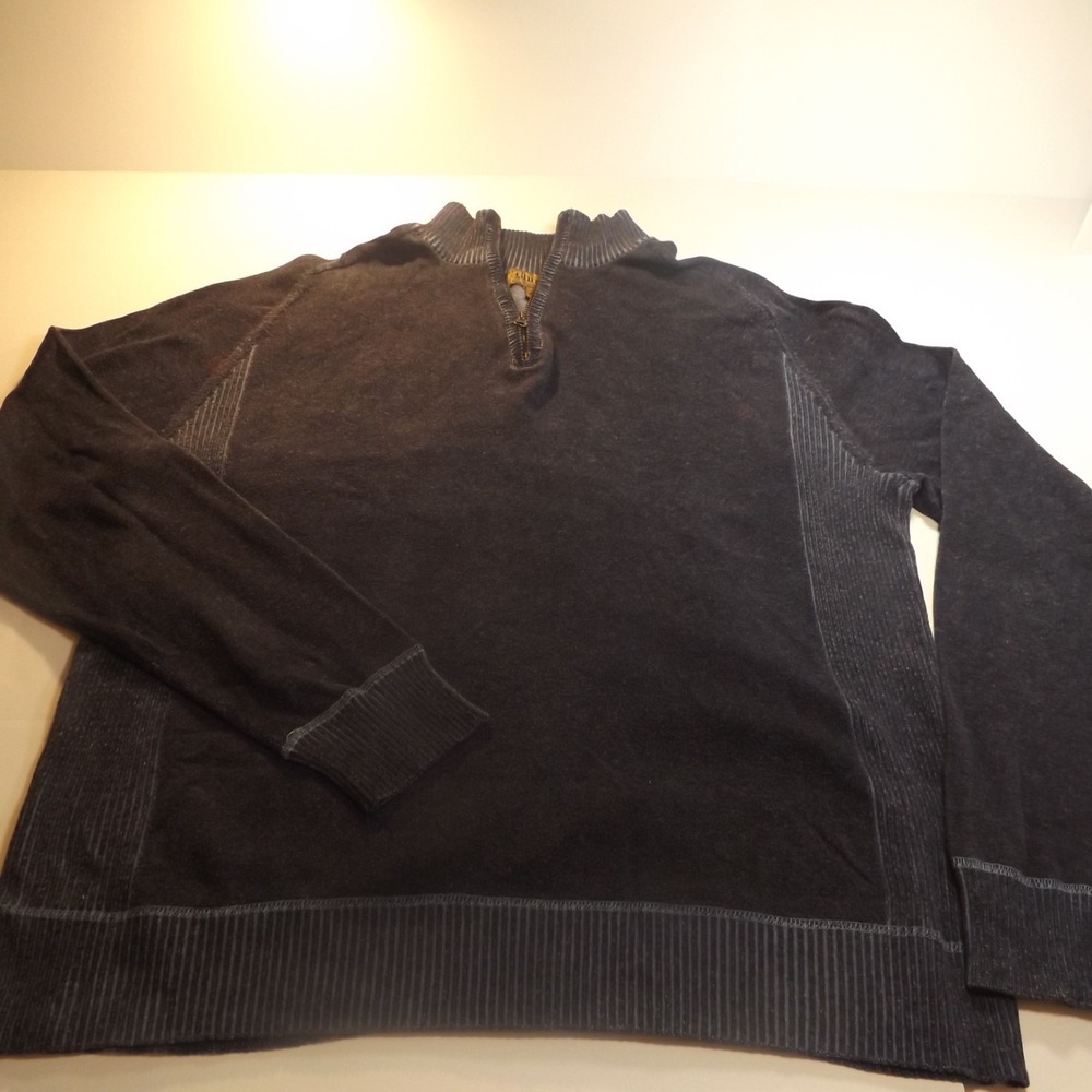 Pronto Uomo Sweater Men XL Extra Large Navy Blue 1/4 Zip Mock Neck Acrylic Blend